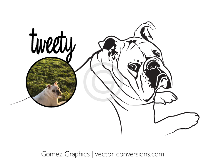 Black and white Vector Conversion of dog for engraving