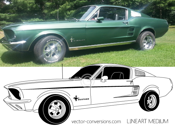 Lineart vector drawing of car