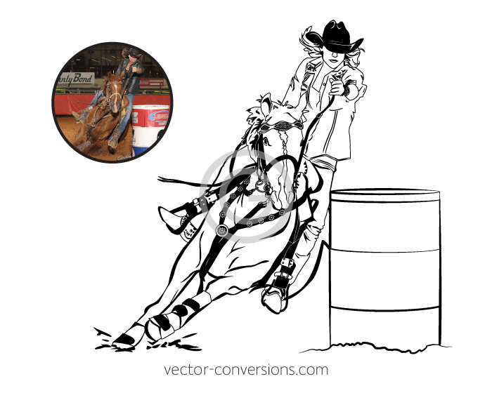Vector black line drawing of a horse for stamping