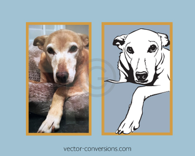 Vector graphic of a dog for engraving and vinyl-cut signs.