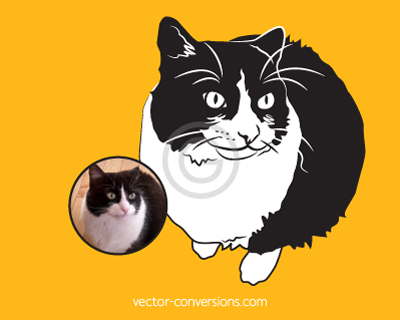 Black and white Vector Conversion of cat for engraving