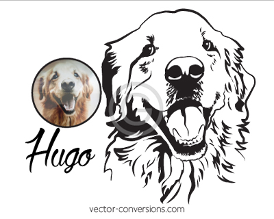 Photo vector conversion of a dog black only line art format