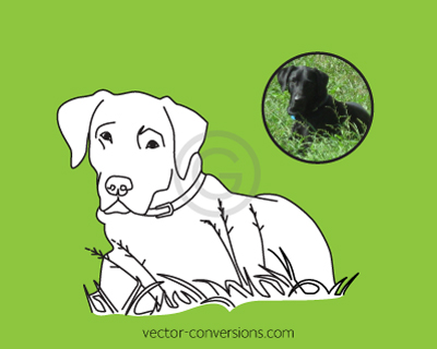 Vector graphic of a dog in true line art format. Lines only.