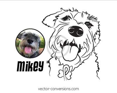 Vector line art graphic of a dog for engraving
